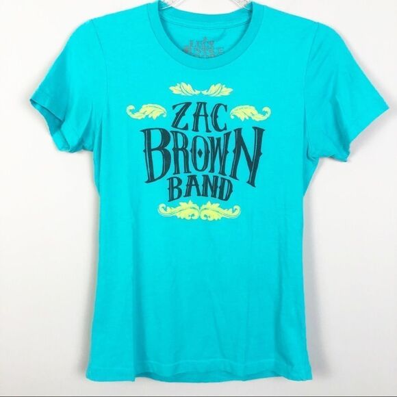 ZAC BROWN BAND 2013 Tour Country Music Tee Turquoise Medium - Picture 1 of 7